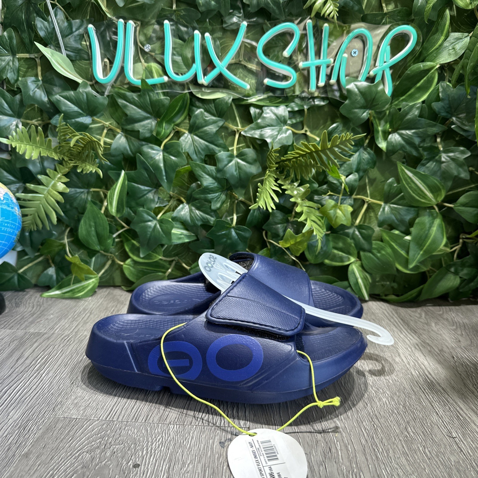 OOFOS Unisex OOahh Sport Flex Navy Stress Relief Comfort Sandal Authentic M4 W6