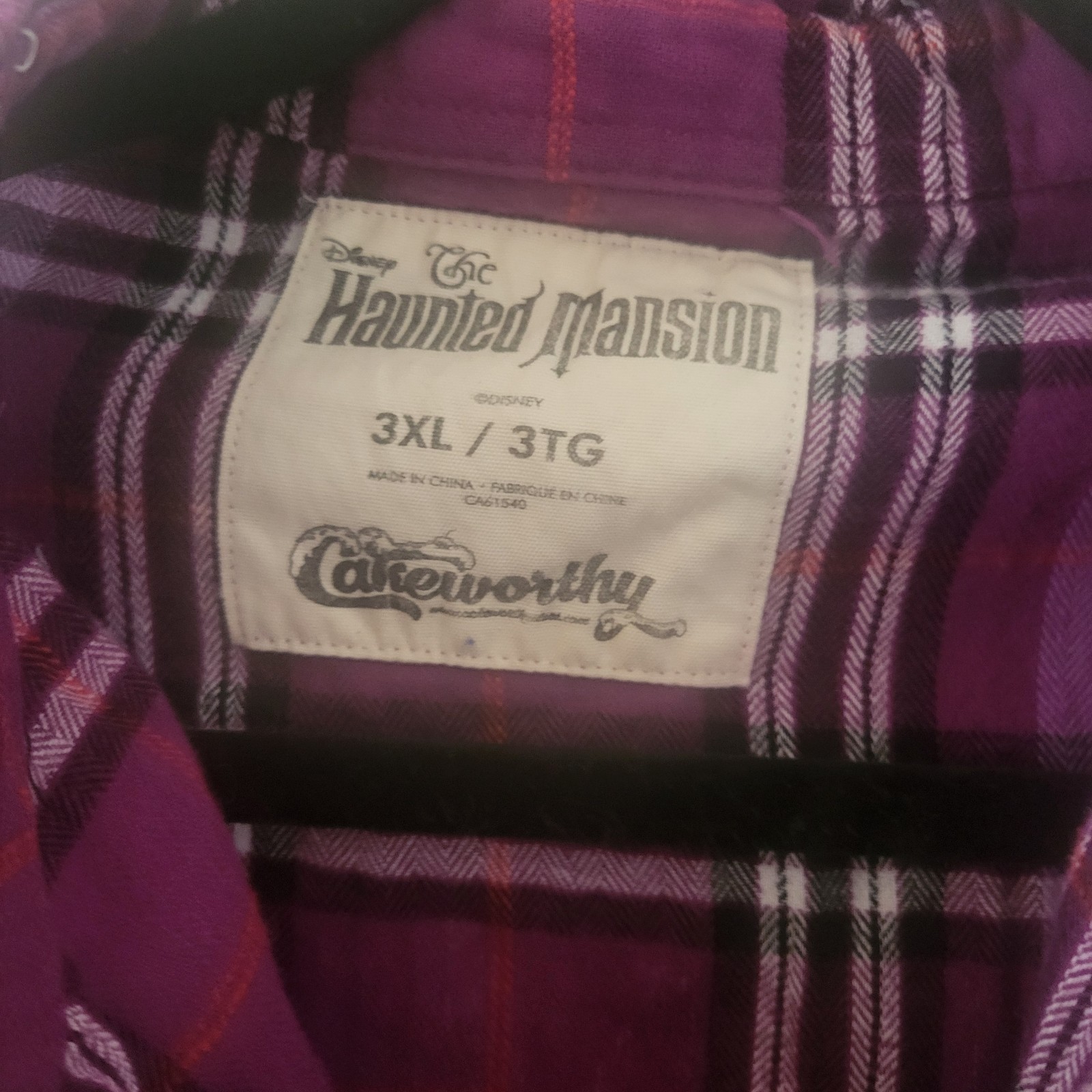 Cakeworthy 3XL Disney Haunted Mansion Hitchhiking Ghosts Plaid Flannel Shirt Top