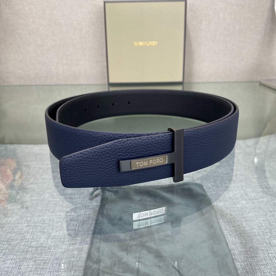 Authentic Tom Ford Reversible Leather T-Buckle Belt Luxury Designer Fashion