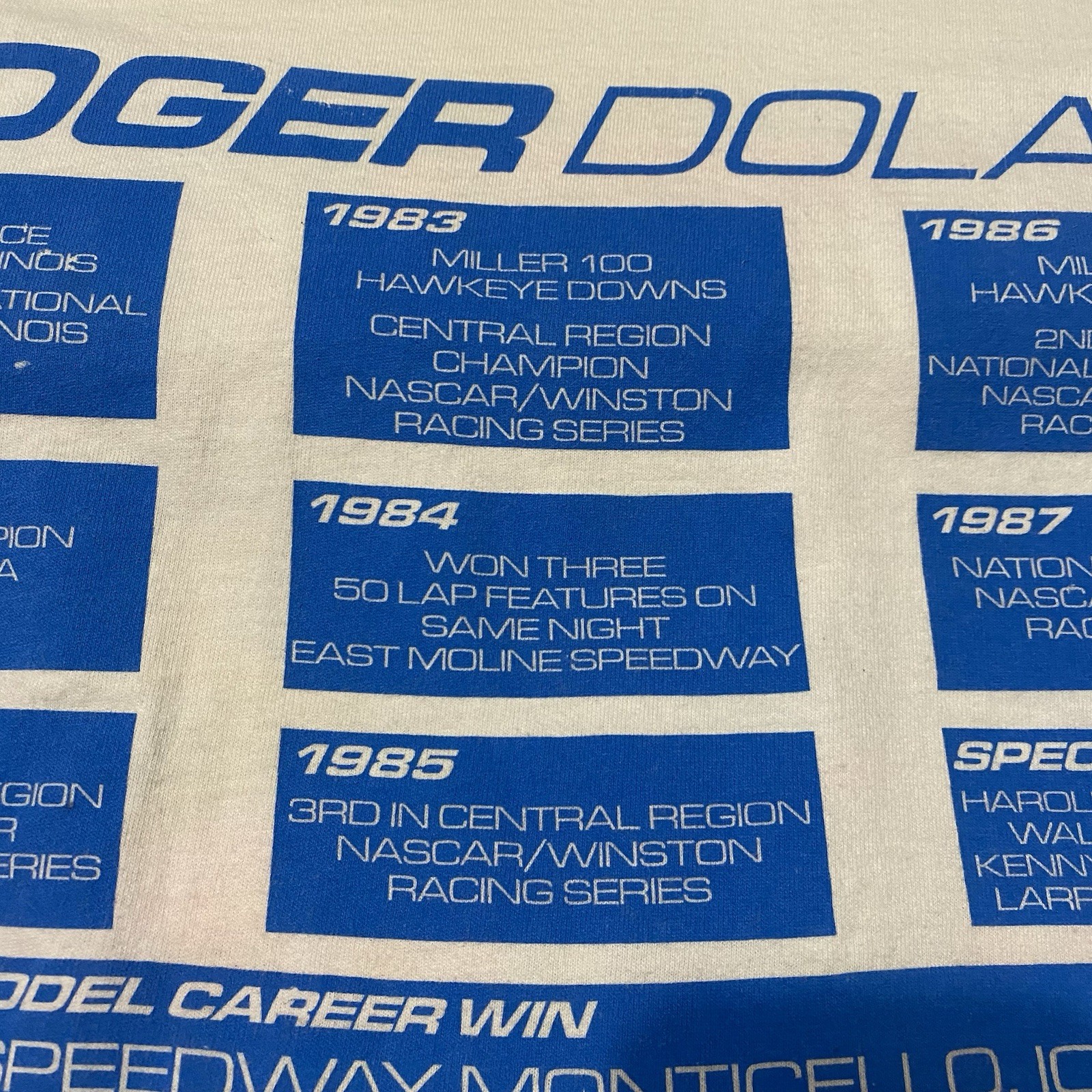 Vintage Roger Dolan Dirt Track Racing Shirt XL 22.5×30.5 Stains/Need Oxiclean