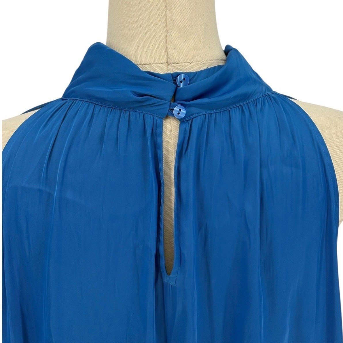 Ann Taylor Factory Blue Mock Neck Sleeveless Blouse Women’s Size XL