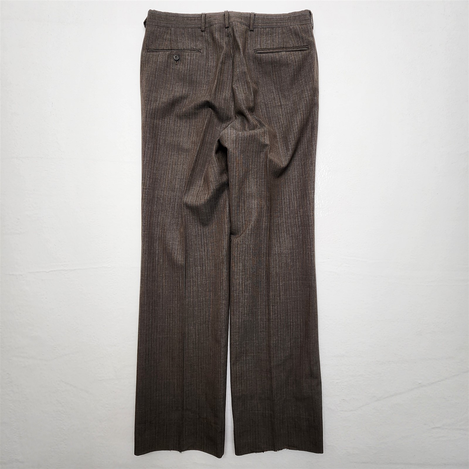 Vtg Chaps Ralph Lauren USA 40R 34×32 Brown Nailhead Pinstripe 2Btn 2Pc Mens Suit