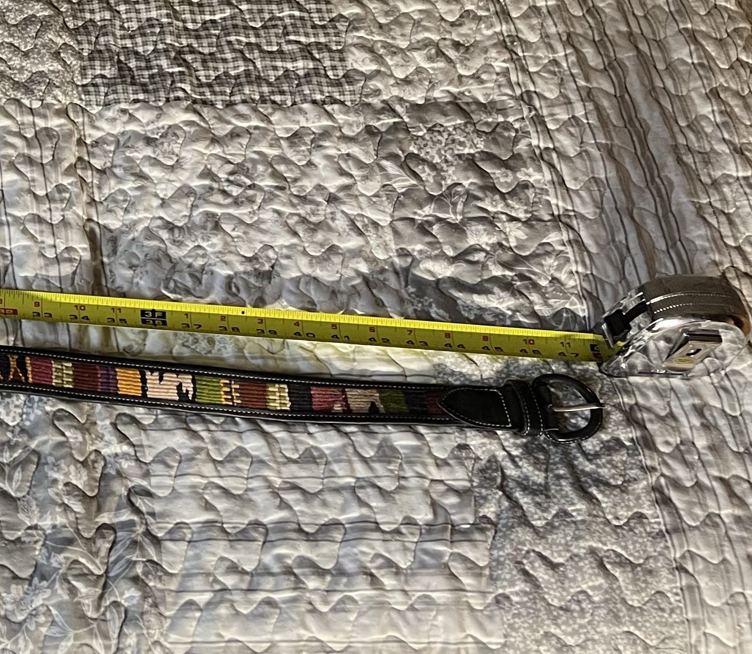 Black & Multicolor Geometric Woven Inlay Bohemian Belt 45 inches