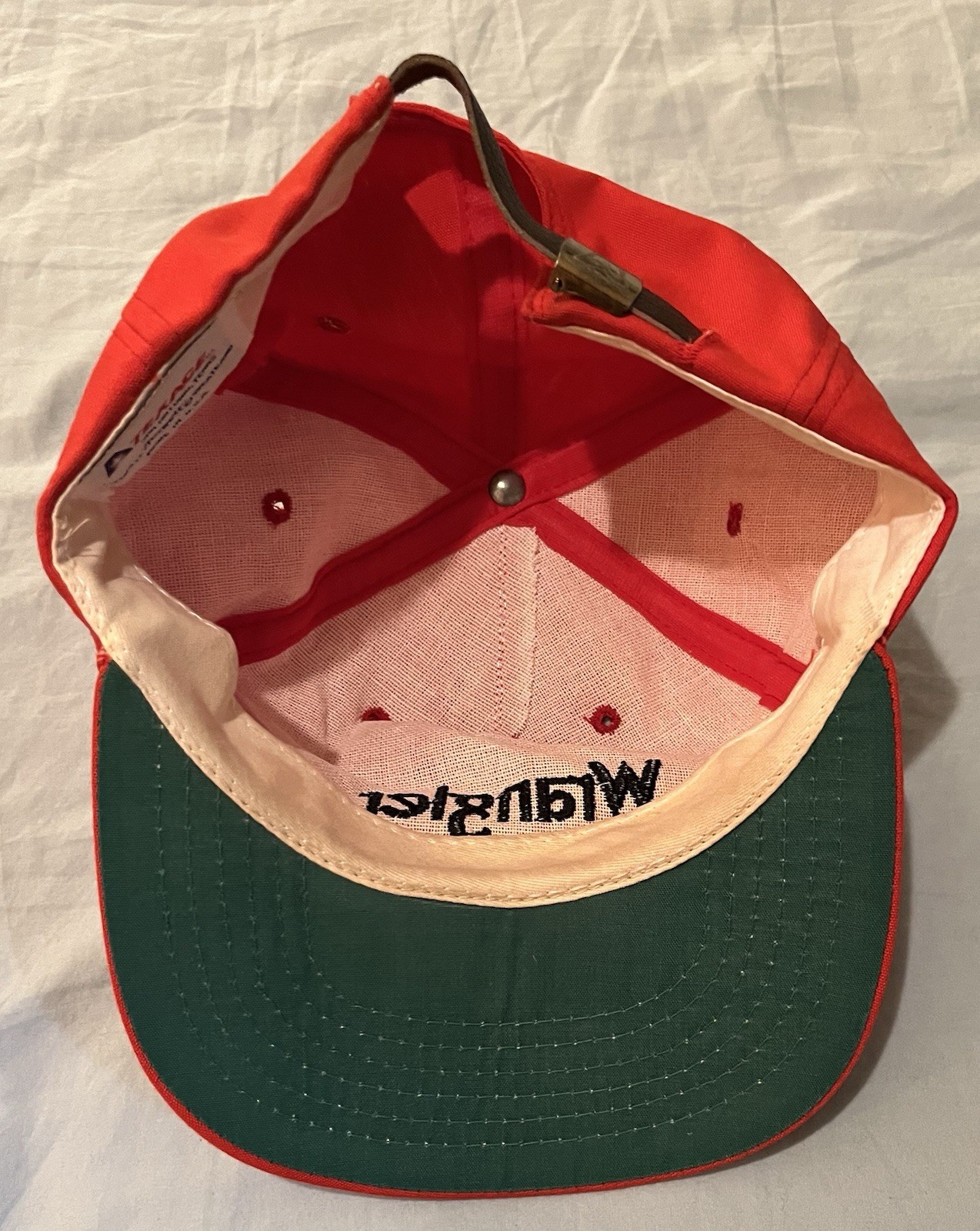 Vintage Wrangler Strapback Hat Cap Red Rope made in USA cowboy trucker