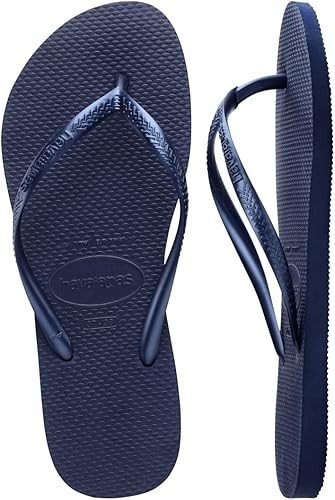 HAVAIANAS SLIM WOMEN’S NAVY BLUE FLIP FLOPS SANDALS SIZE 7 / 8 NEW WITH TAGS