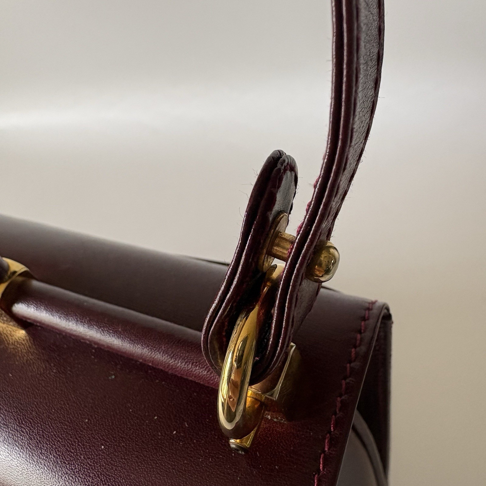 Authentic BALLY Hand bag Burgandy Leather From Japan 01058
