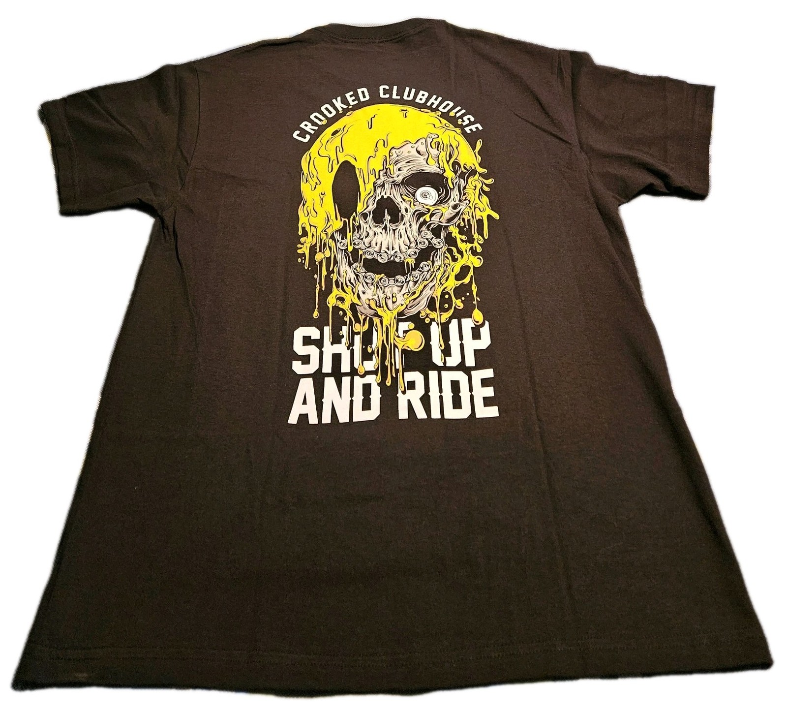 Crooked Clubhouse Have A Nice Ride/Shut Up & Ride Melting Skull Black T-Shirt Lg