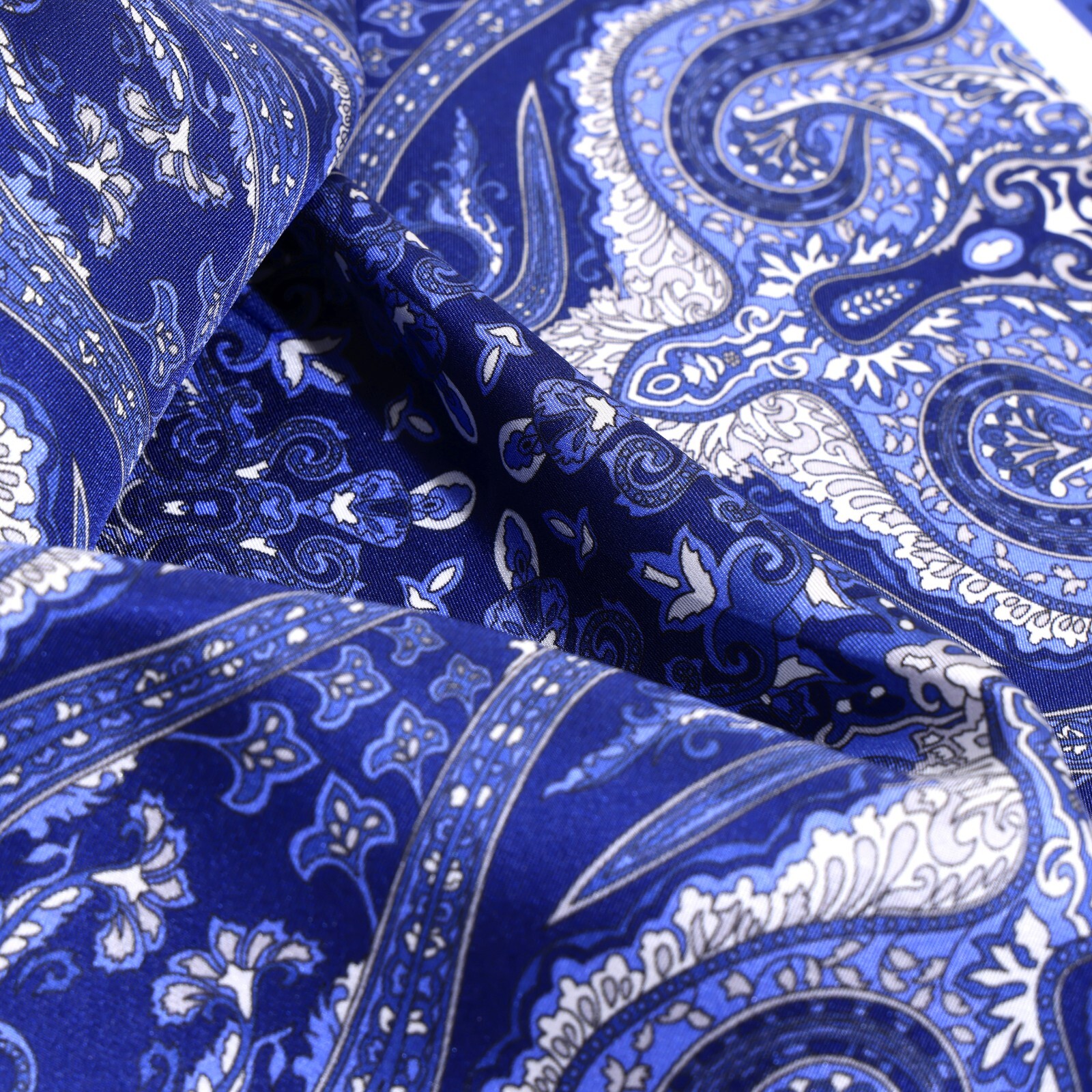 Men’s 100%Silk Handkerchief Navy Blue Floral Paisley Pocket Square 21″ 53cm