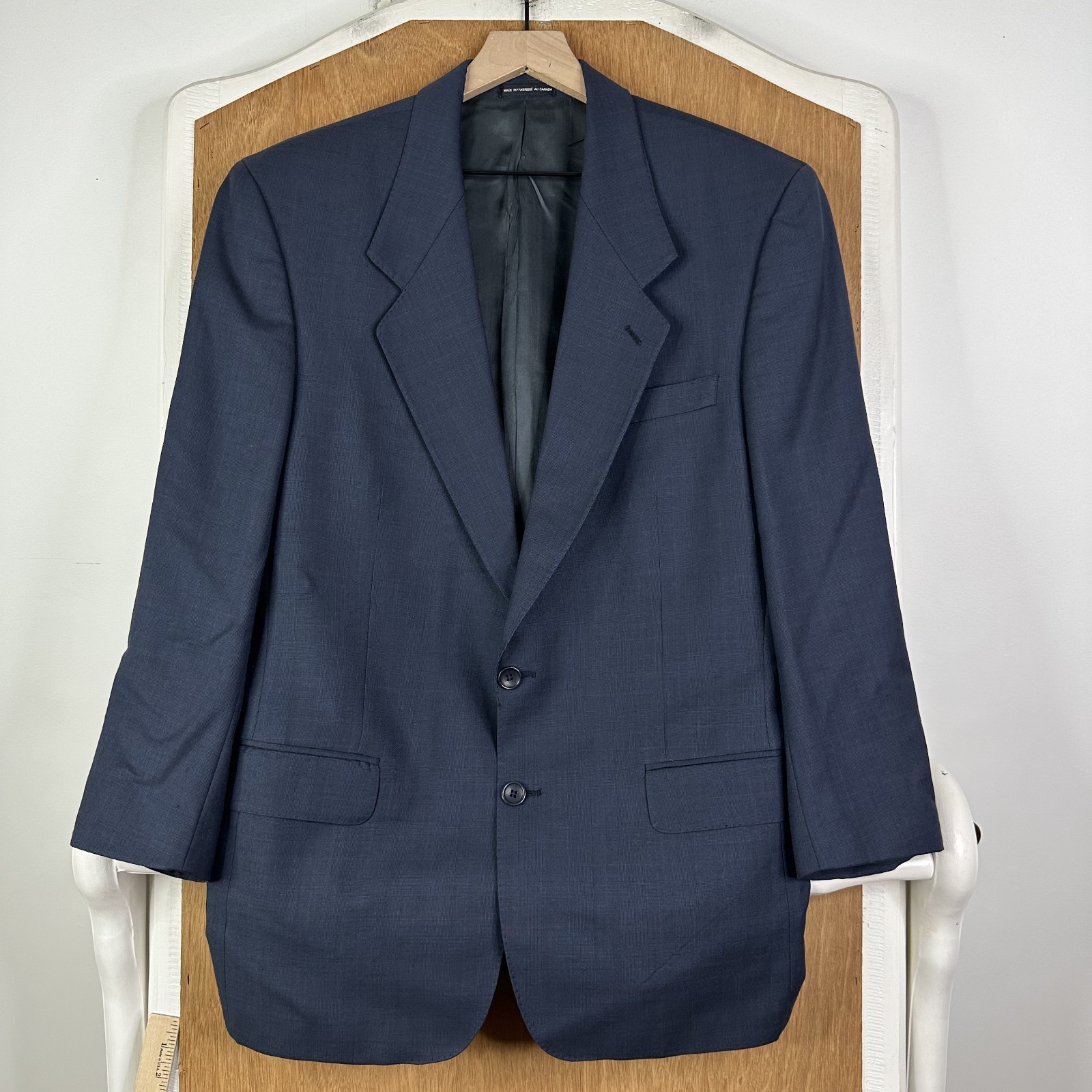 Biella Suit Mens 40L Navy Blue Glen Check 2 Button Vitale Barberis Canonico 110s