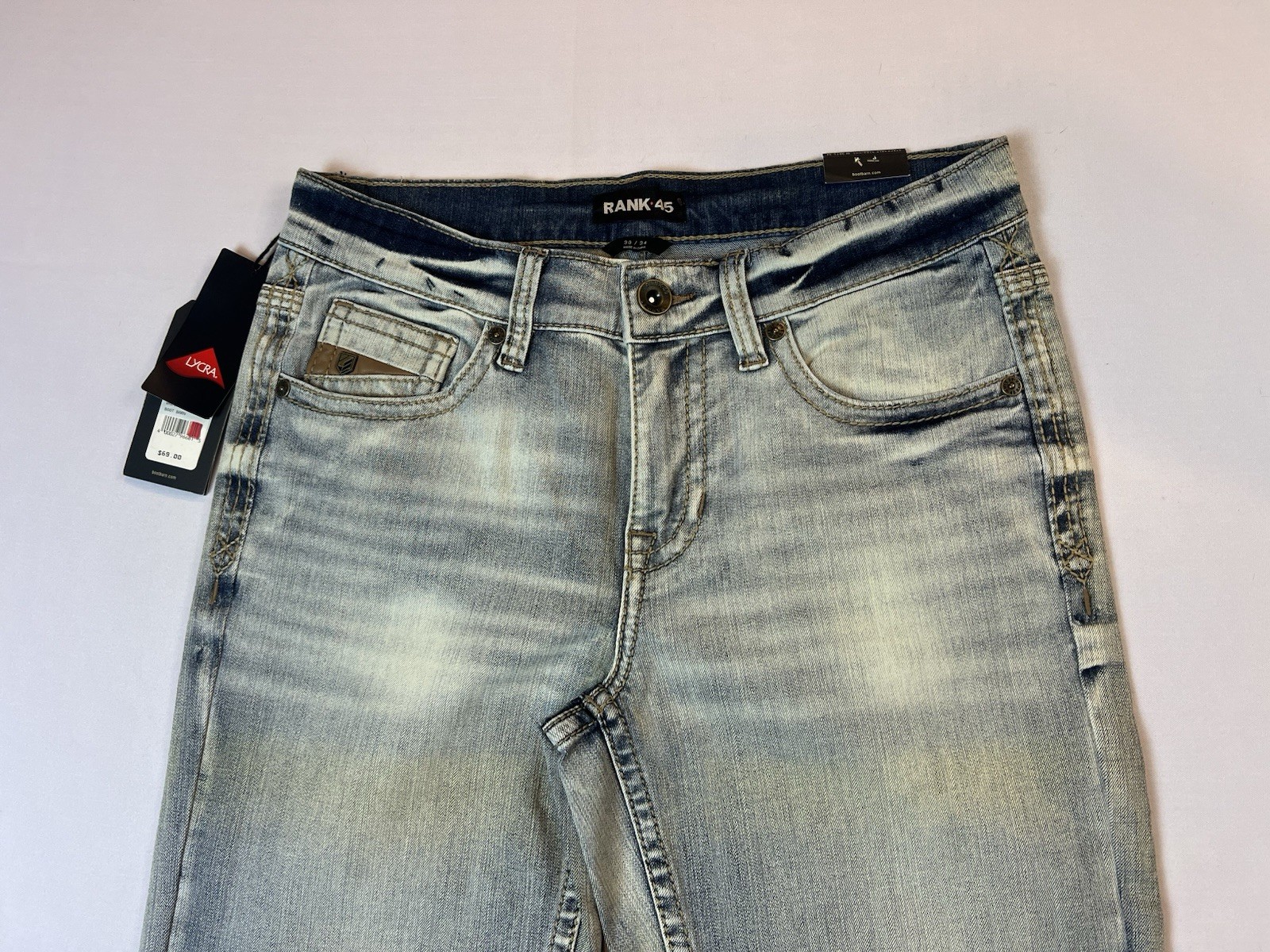Rank 45 Ringo Stackable Straight Jeans Men’s 30×34 Light Wash Western Denim NWT