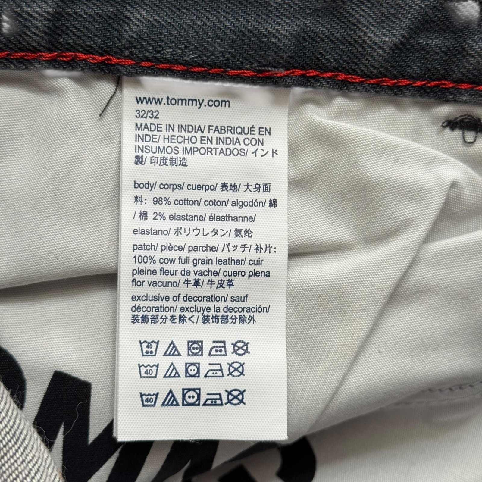 NWT Tommy Hilfiger Denim Men’s Dark Grey Stretch Straight Jeans Slightly Stiff