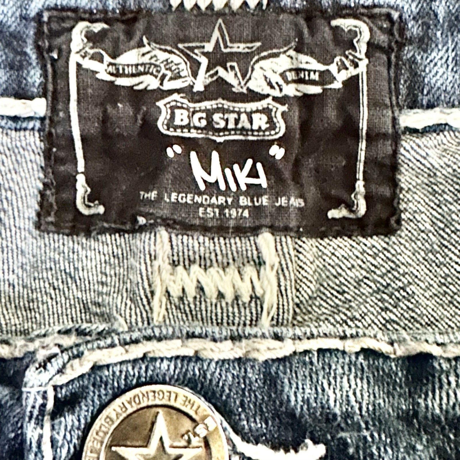 Big Star Miki Bootcut Jeans Dark Wash Contrast Stitch Womens Size 31R Midrise