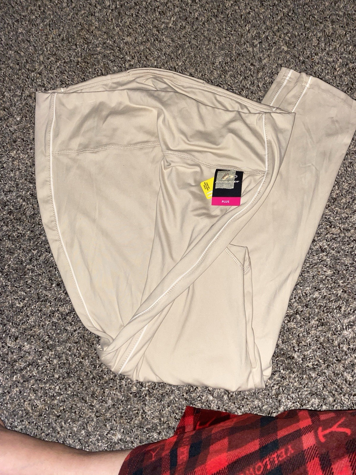 Pro Player Beige Solid Ankle Leggings Plus 2X Polyester Spandex