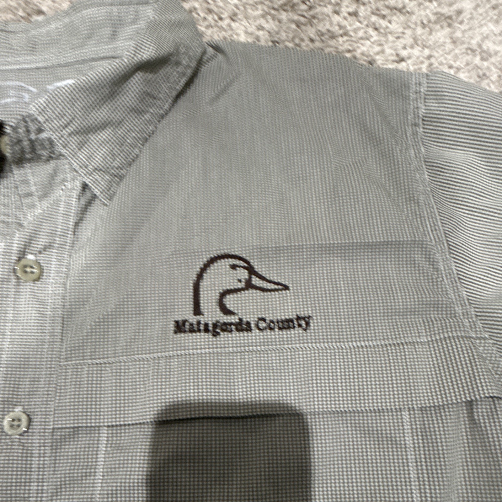 GG Men’s 2XL Gray Check Woven Short Sleeve Button-Up Shirt Pockets Logo
