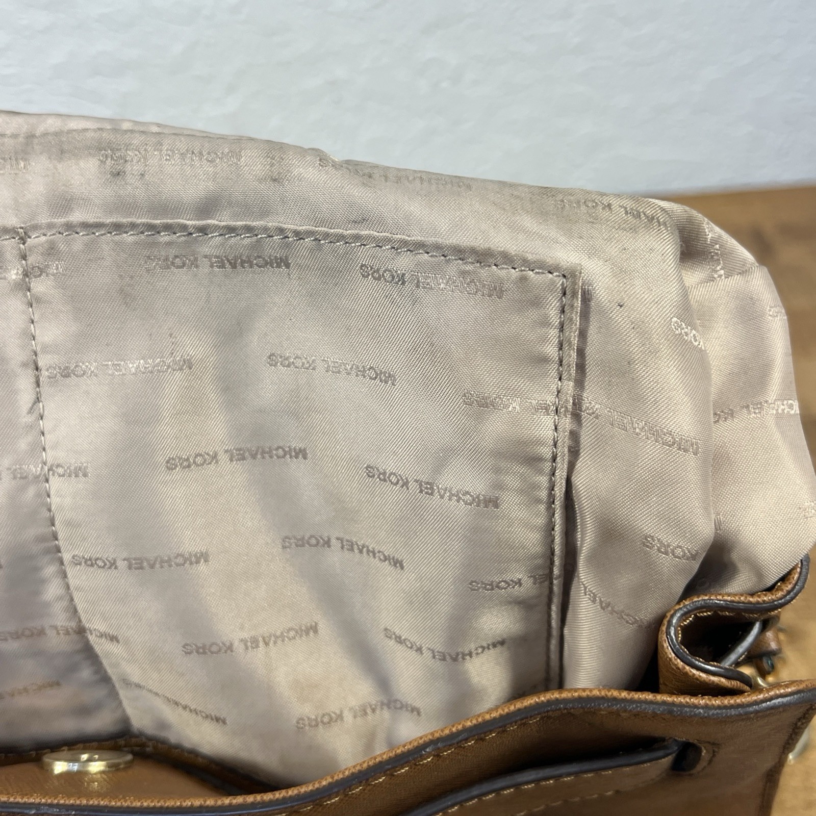 Michael Kors Brown Medium Satchel Top Handle Shoulder Strap Gold Hardware Lock