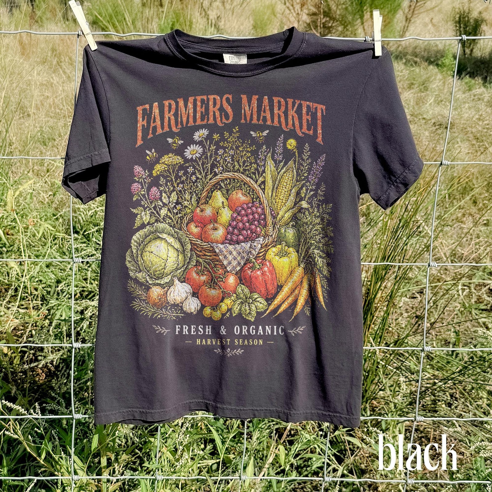 Farmers Market Graphic Tee Vintage Vegetable Harvest Shirt