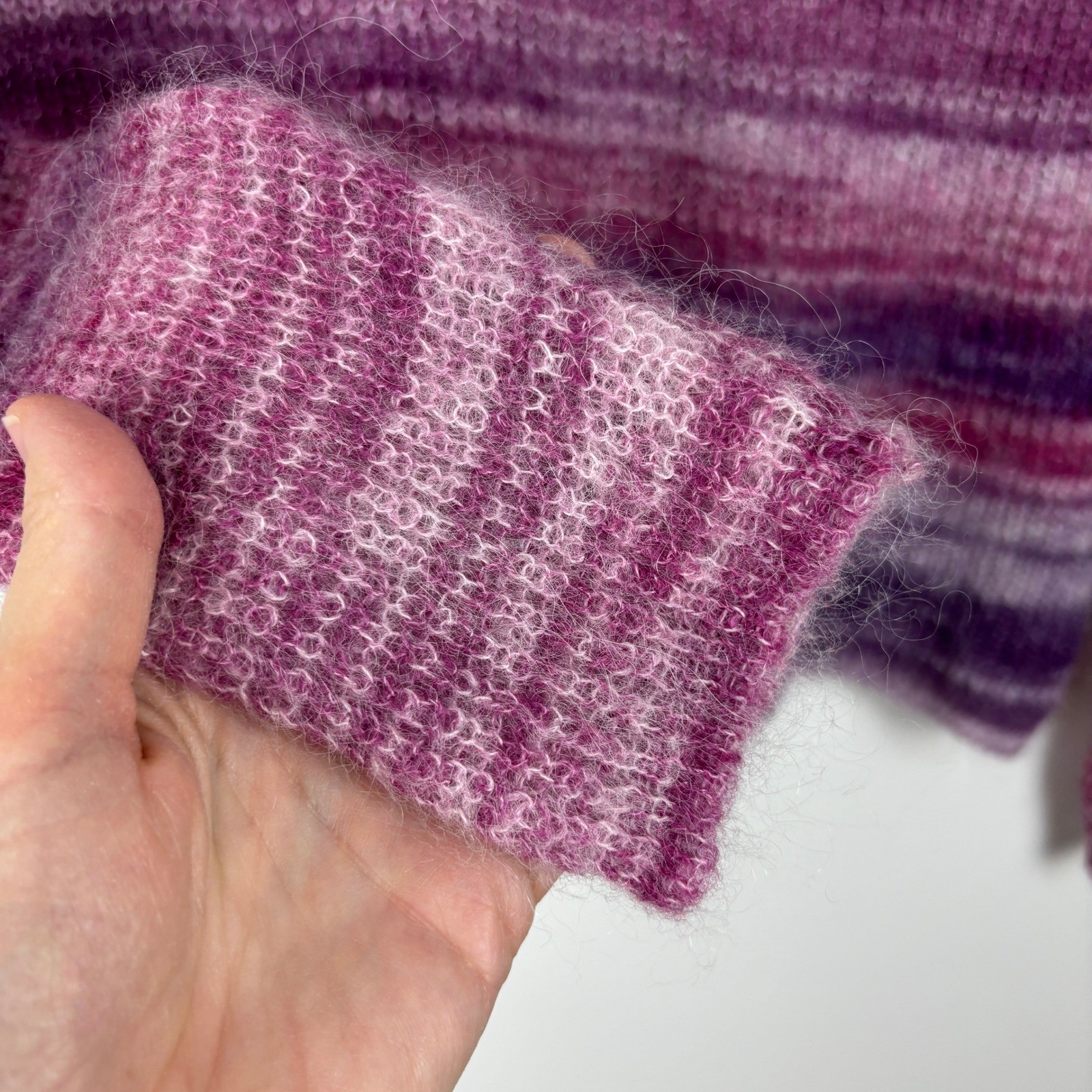 Elsamanda Italy Mohair Alpaca Blend Striped Sweater Purple Pink Ombre Small