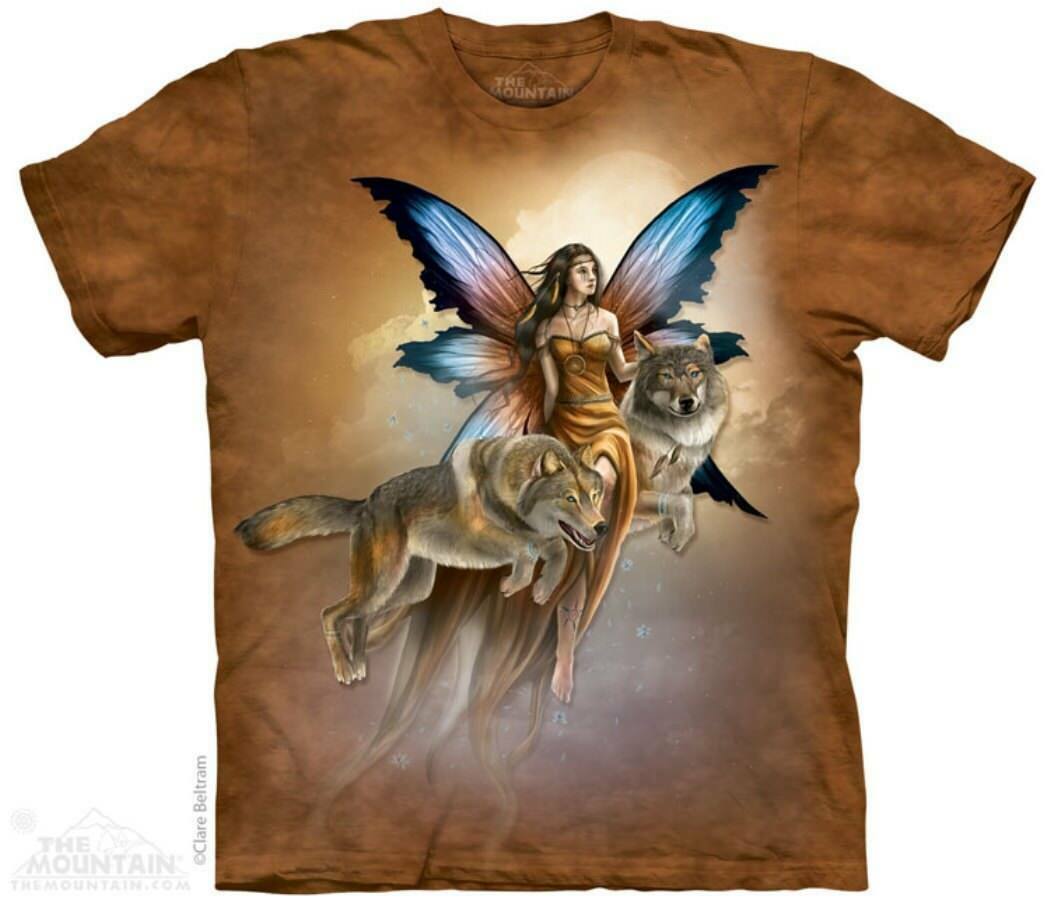 The Mountain Fairy Spirited Companions Wolf Woman Ann Stokes Fantasy Shirt M-3X