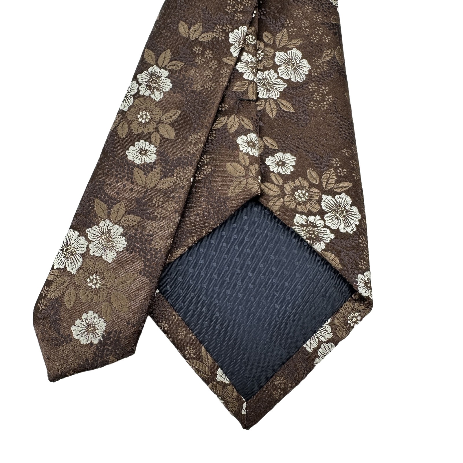 New Florals Brown White 100% Silk Men’s Tie Fashion Necktie 3.15”(8cm)