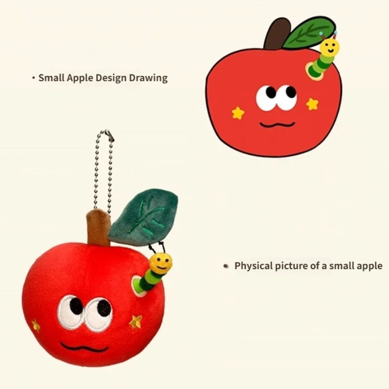 Plush Apples Keychain for Women Handbag Bag Charms Artistic Keychain Accessories