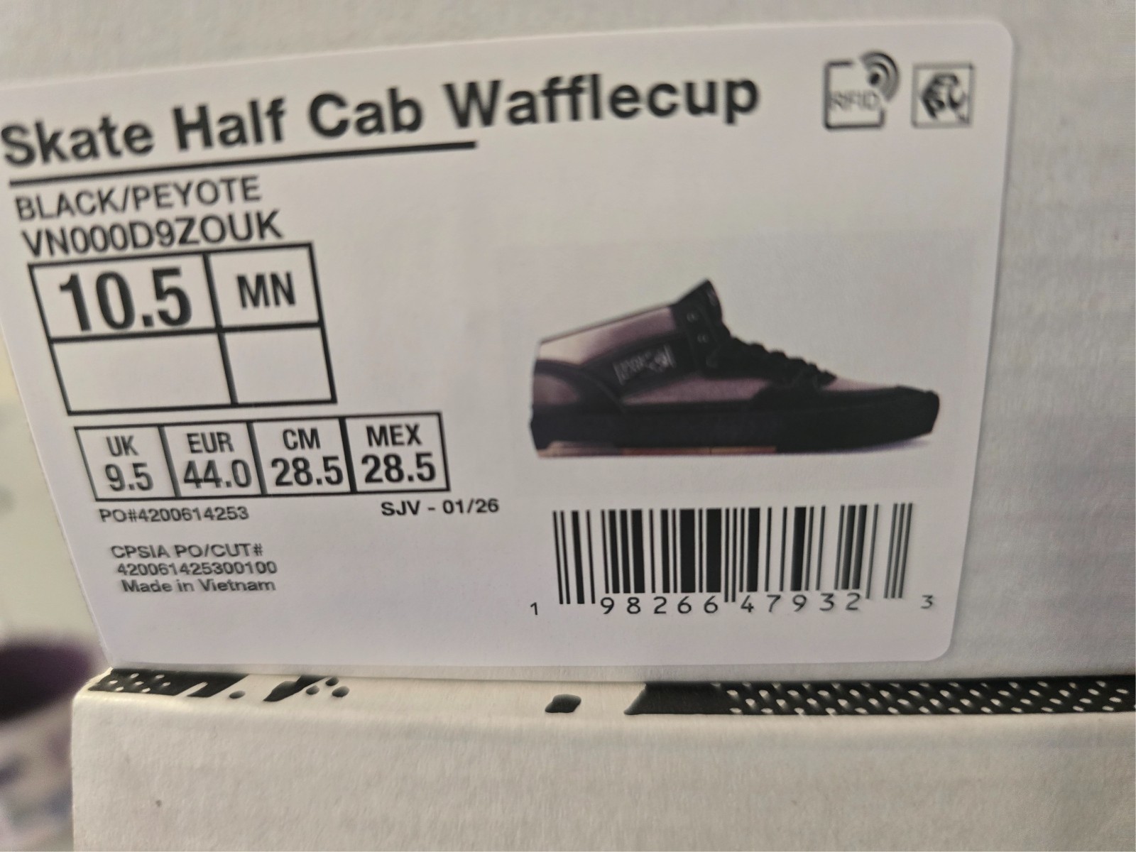 Vans Skate Half Cab Wafflecup Black Peyote VN000D9ZOUK Men’s US SIZE 10.5 NEW