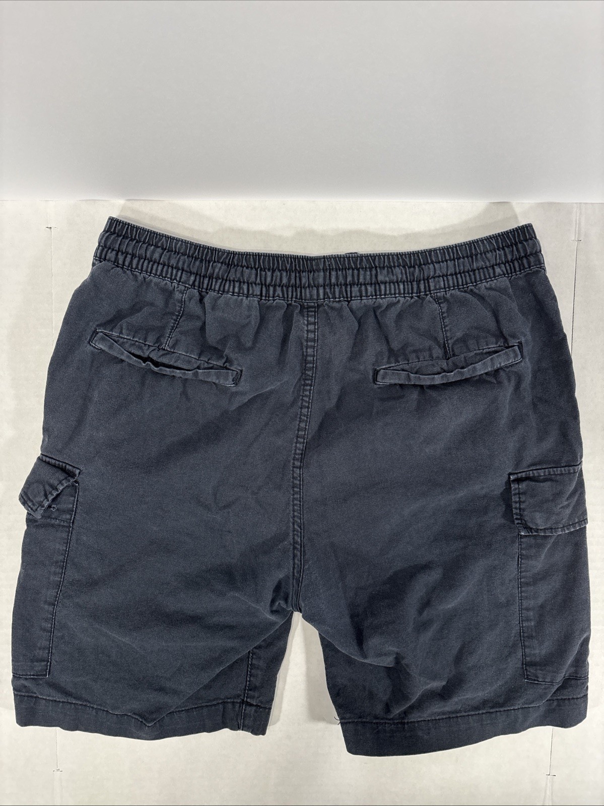 H&M Mens Cargo Shorts, Tie Elastic Waist, Workwear, Blue, Size M,32-34,