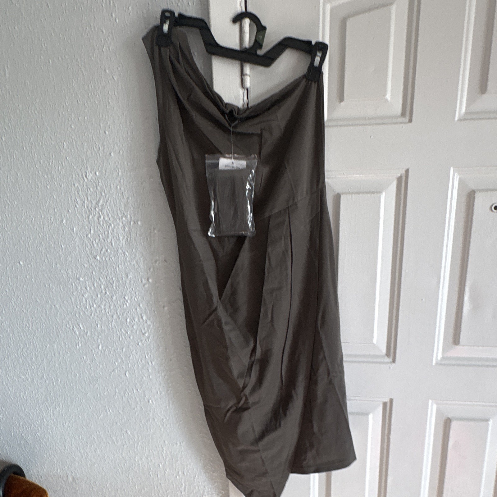 Prettygarden Women’s Brown Solid Midi Pencil Skirt, Size L Regular, Zip Closure