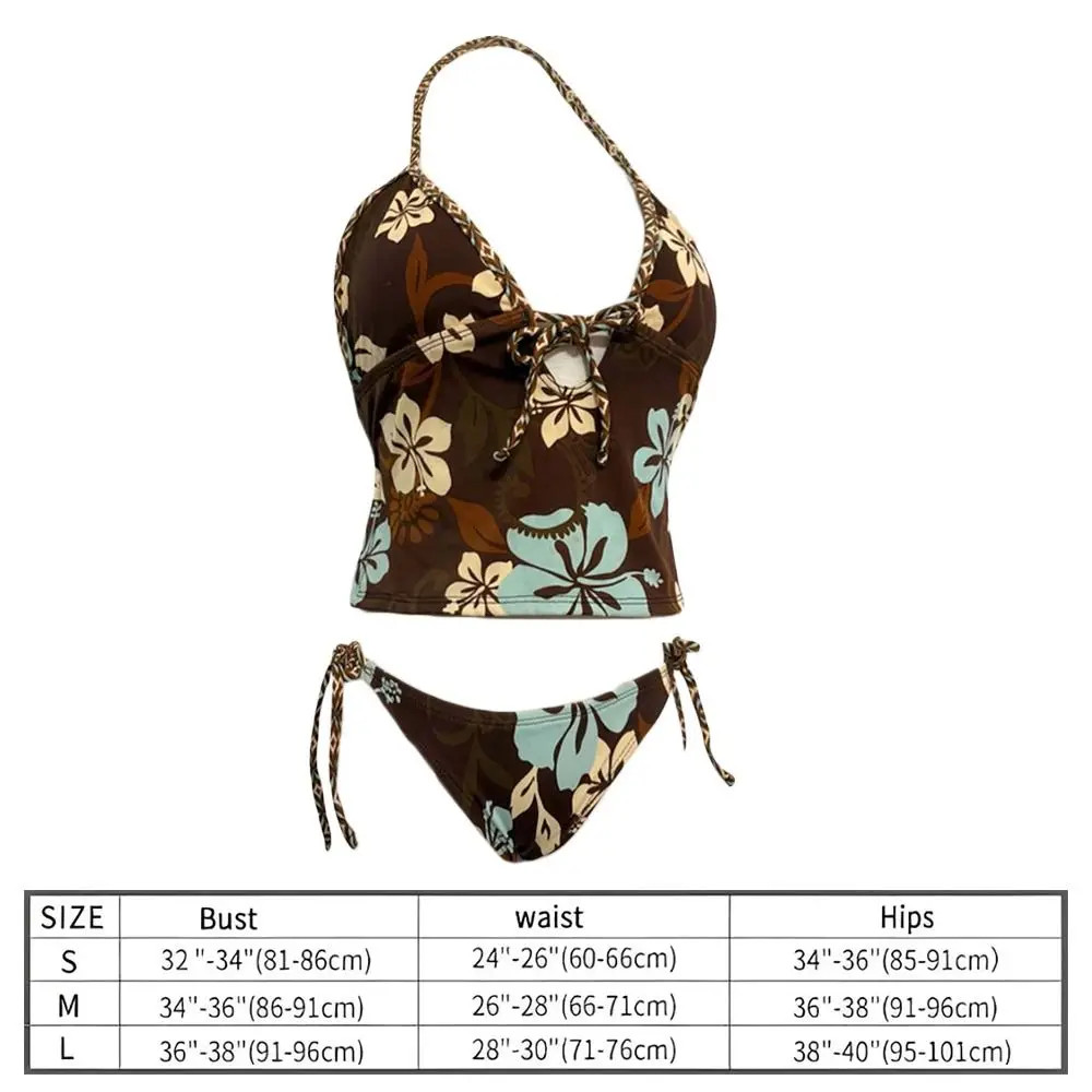 2Pcs/Set Fashion Summer Y2k Beach Bikini Punk Vintage Bikini Set Goth Casual Bea
