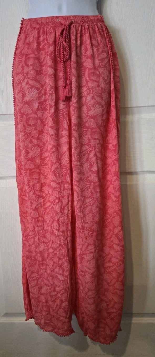 Disney Cruise Line Coral Leaf Wide Leg Elastic Drawstring Pants Sz XL