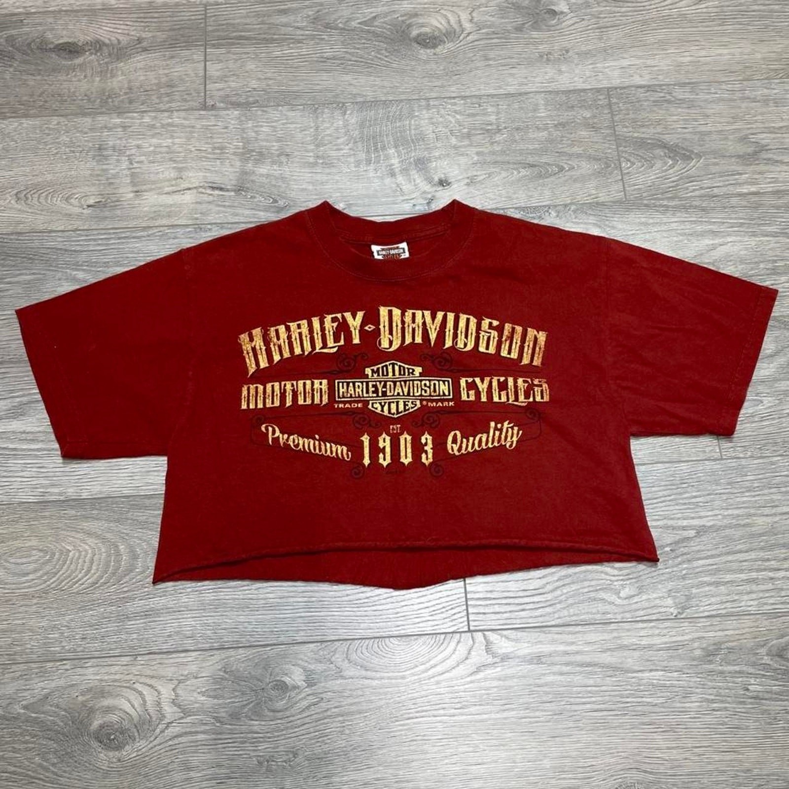 Harley Davidson Red Crop Top Graphic Tee New York City Retro Hanes Medium