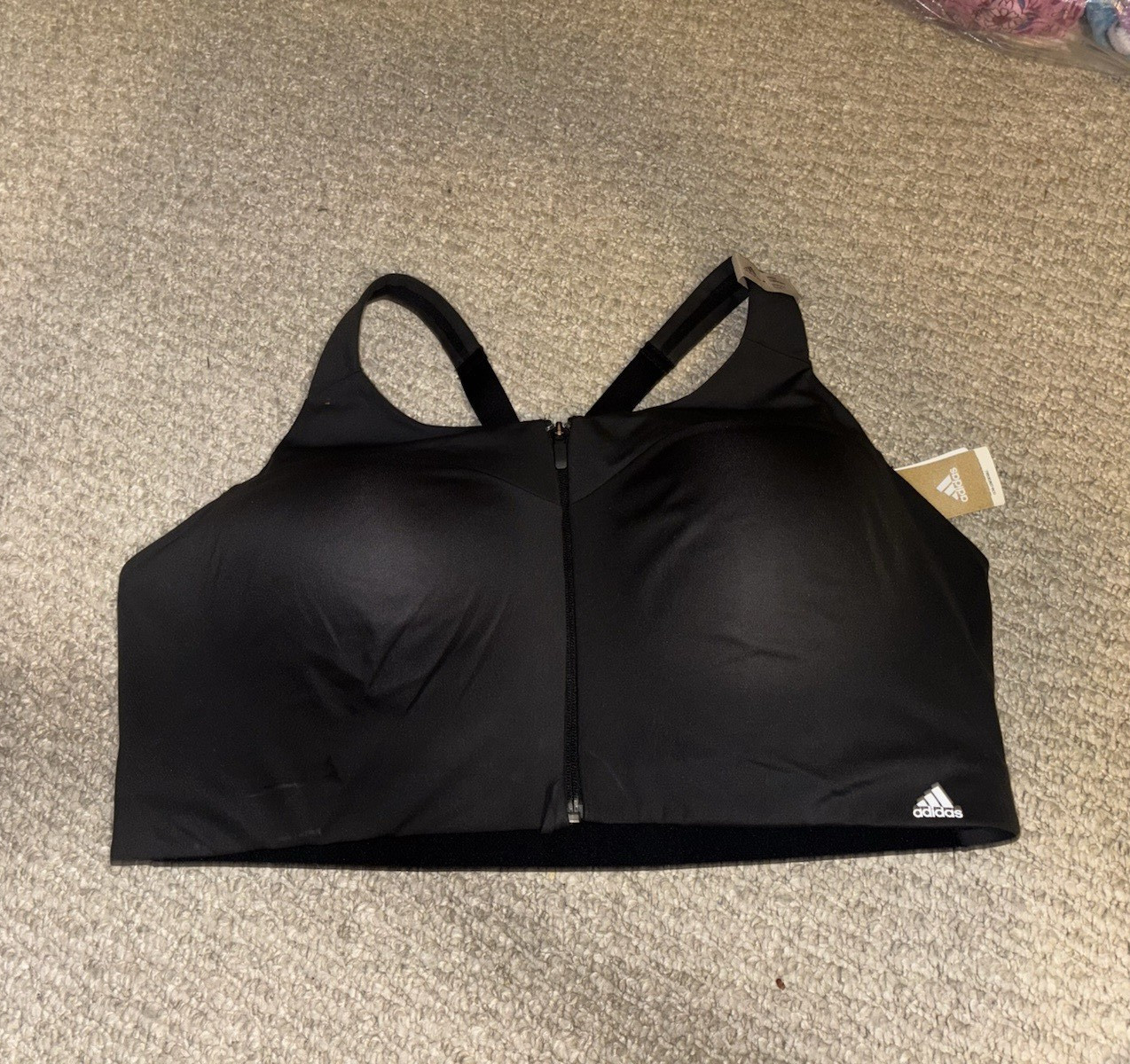 adidas Ultimate Inclusive Sports Bra Black 48DD Hook & Eye Adjustable FJ7342