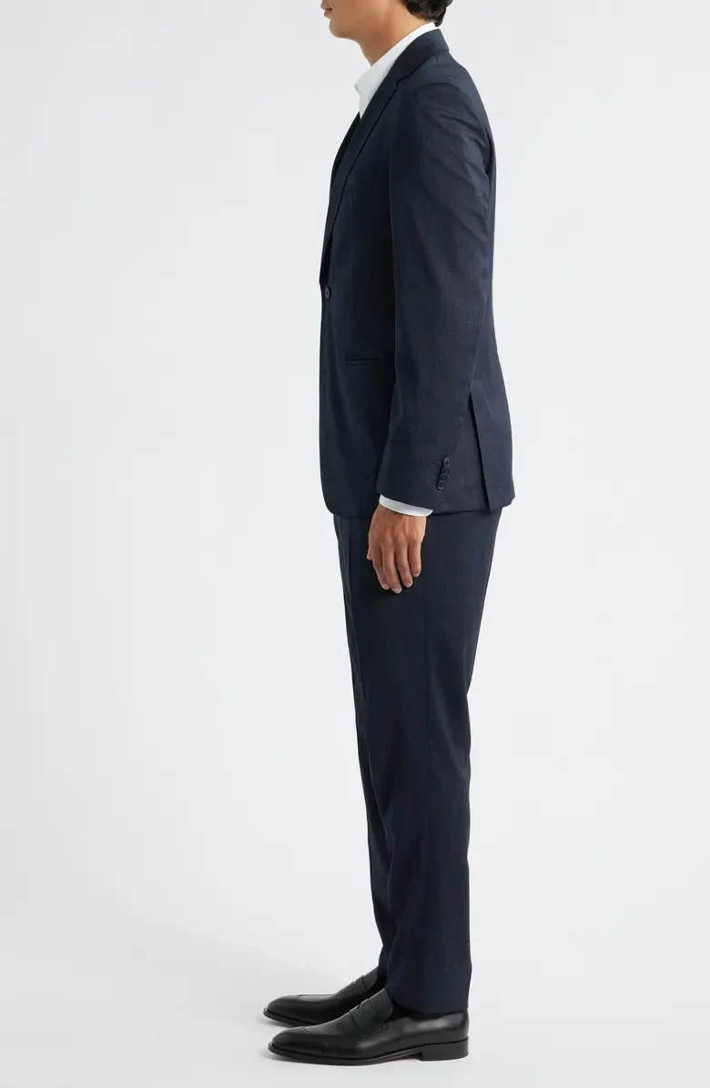 HUGO BOSS Huge Slim Fit Stretch Wool Blend Suit, Blue Mélange, Size 44 R