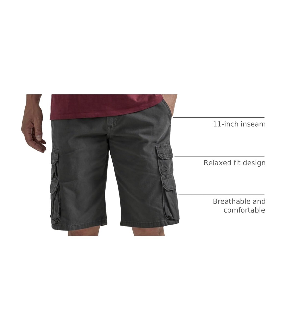 Wrangler Authentics Men’s Premium Twill Cargo Short Anthracite Twill 44 GRAY