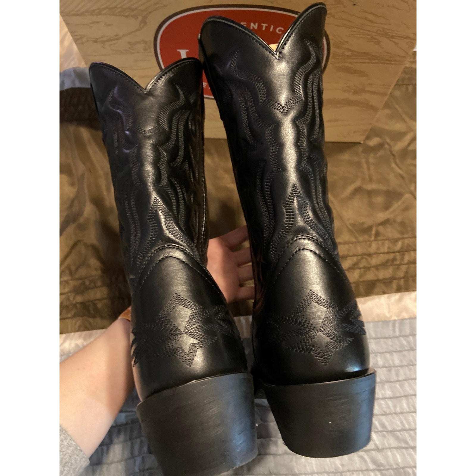 Laredo Men’s black 12 VP Stitch leather cowboy boots size 10 NWOT