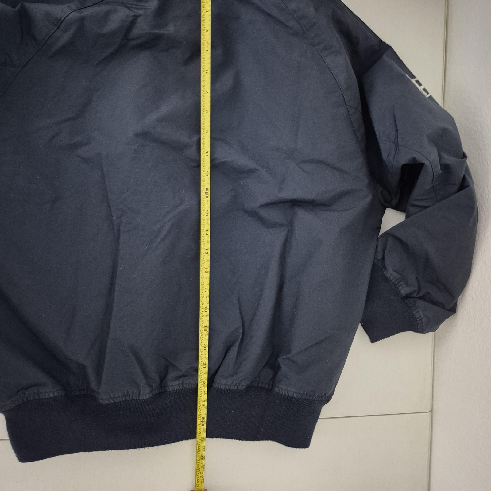 Nautica Jacket Mens Large Navy Sailing Bomber Zip Snap Mock Neck w/Hood Lined