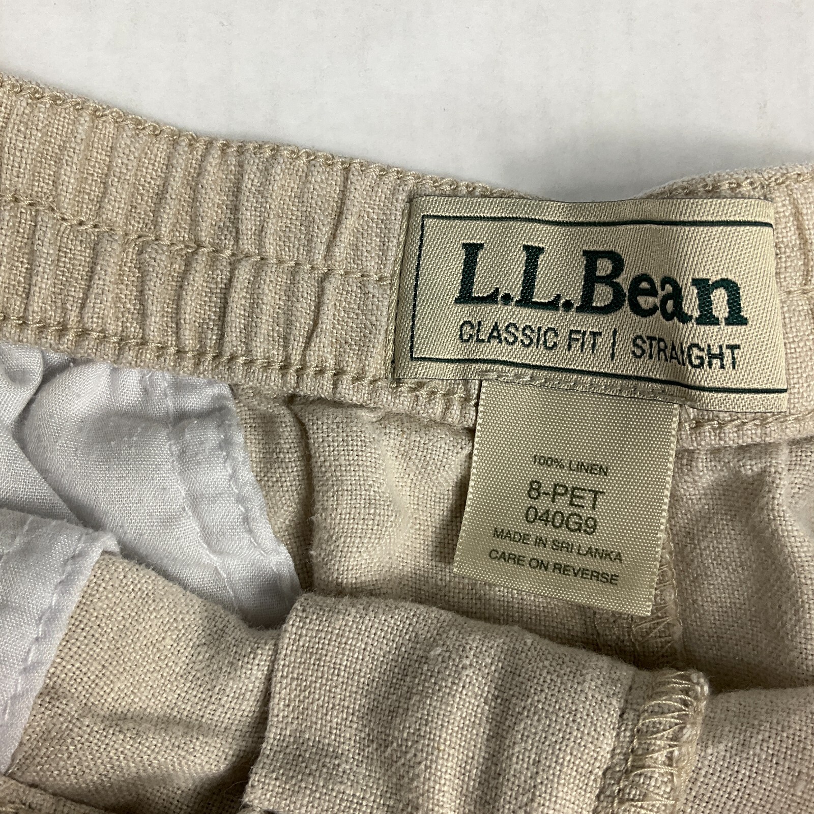 LL Bean Linen Skirt Beige Casual Elastic Waist Breathable Zip Minimalist 8P