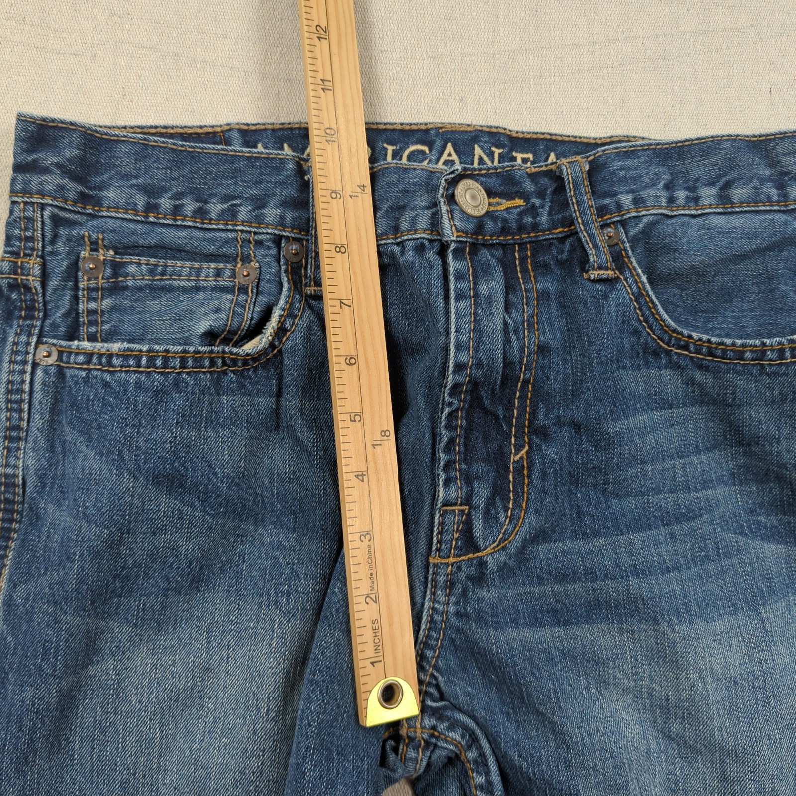 American Eagle Jeans Mens 30×32 Blue Boot Cut Western Cowboy Faded