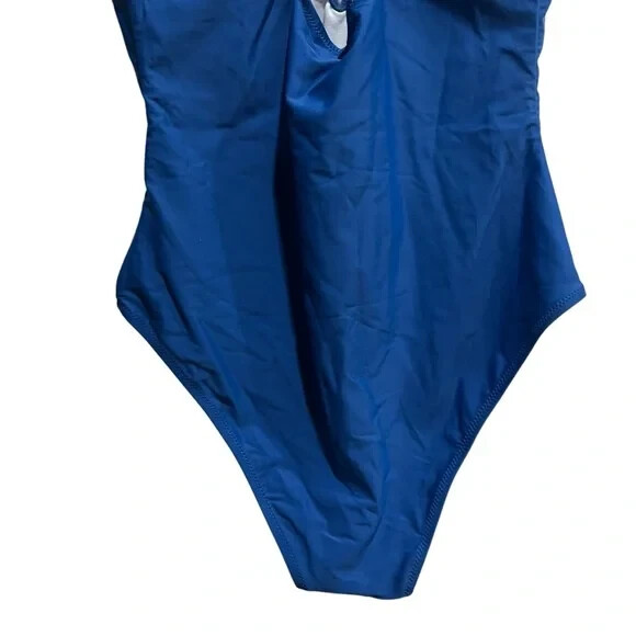 Shaperin Women’s Blue Deep V Neck One Piece Swimsuit