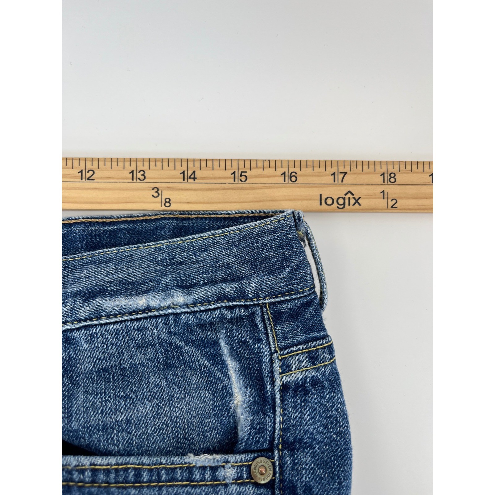 7 For All Mankind Bootcut Jeans Mens 32 Blue Medium Wash Distressed X149U-149U