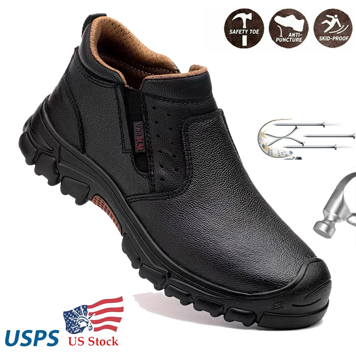 Mens Waterproof Work Boots Steel Toe Safety Shoes Indestructible Non Slip Boots