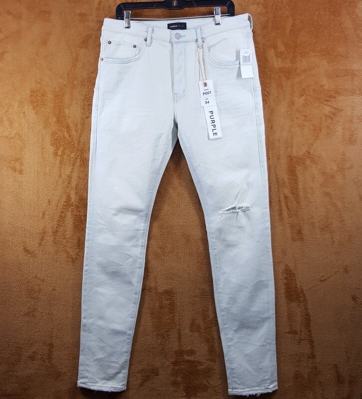 PURPLE BRAND Mens Jeans Size 34 Light Wash Skinny P001 Slim Fit Low Rise $295