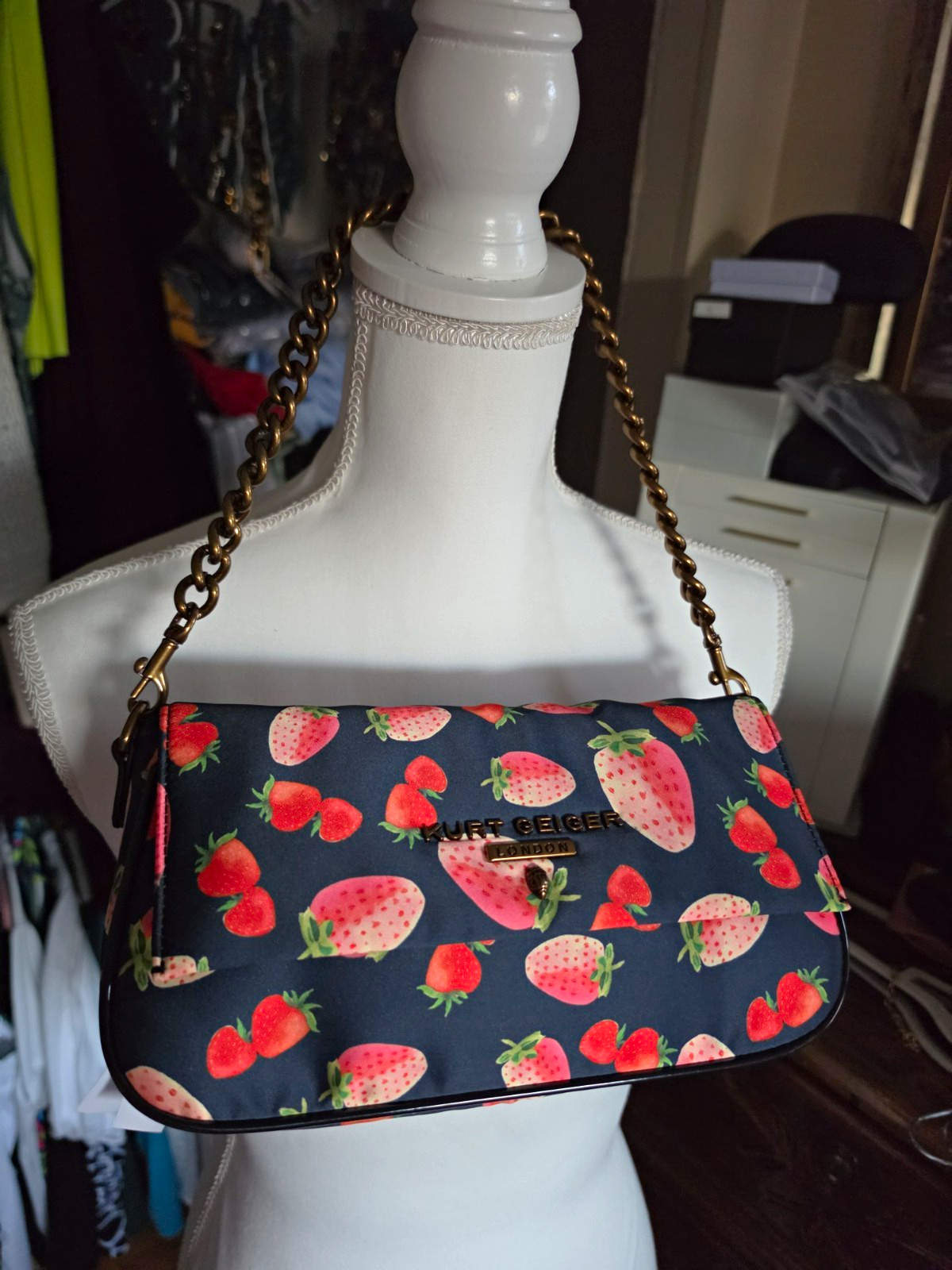 Kurt Geiger London Navy Strawberry Print Crossbody Bag To Handbag