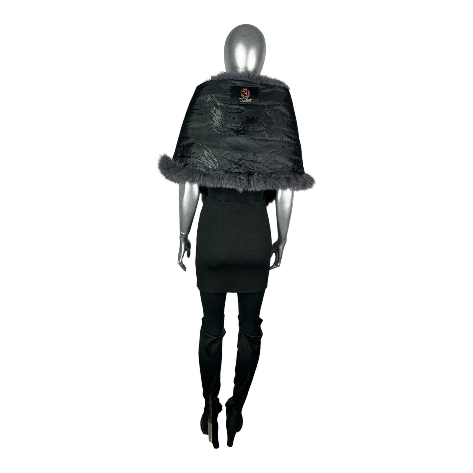 CHARCOAL FOX Stole, Wrap, 70” L, Certified Vintage Fur w/Storage Bag