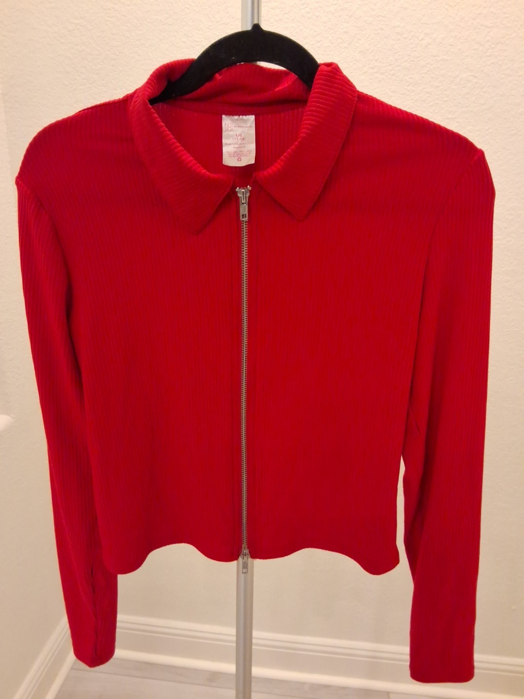 No Boundaries Large 2 Way Zip Long Sleeve Polo Shirt Womens