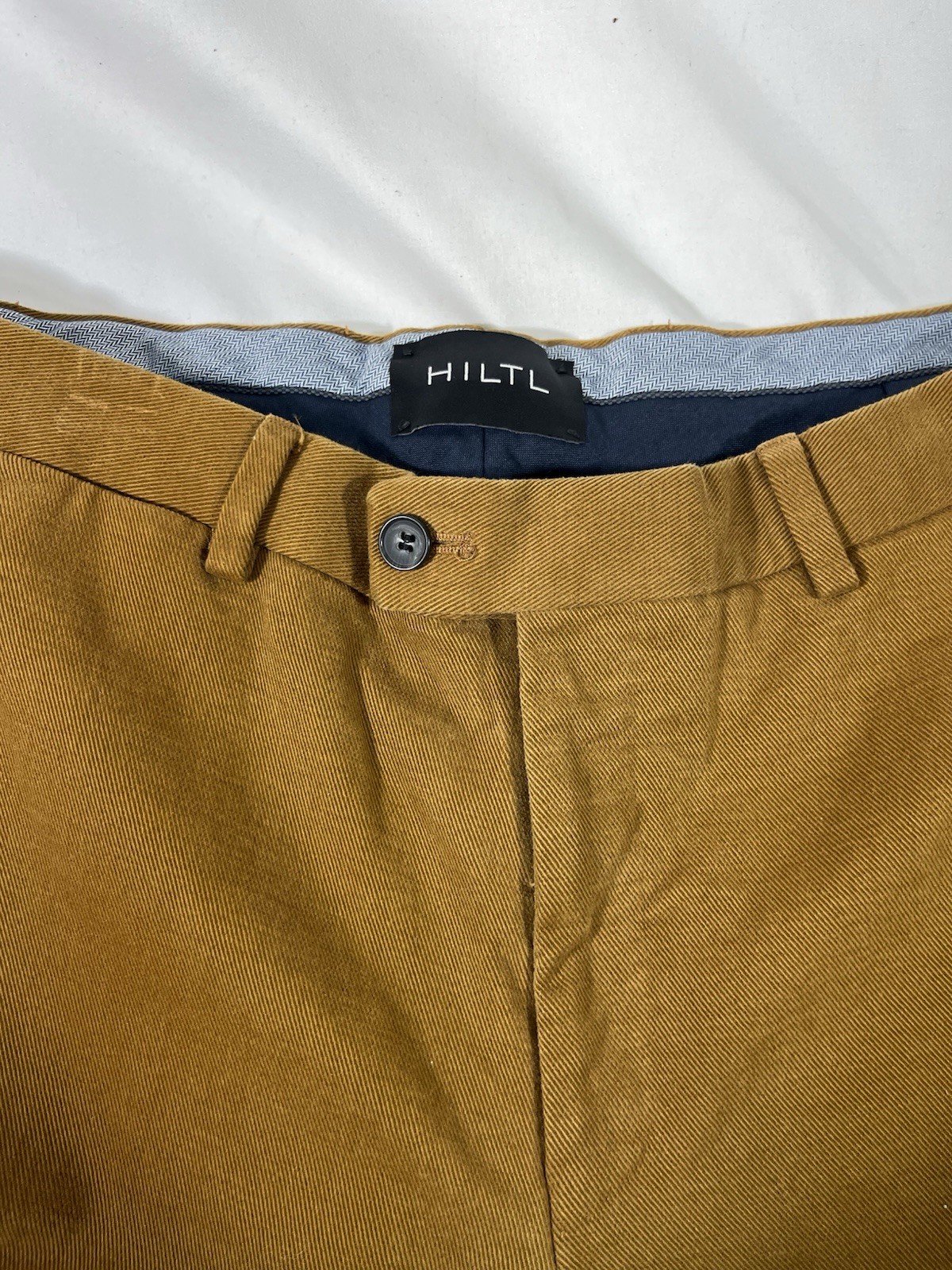 HILTL CORDUROY MENS PANTS FLAT FRONT 100% BAUMWOLLE COTTON BROWN SZ 52 36×32”