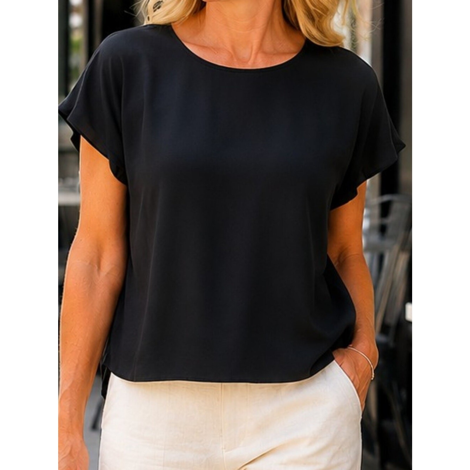 Trouvé Black Open Back Blouse Peekaboo Split Back Top L