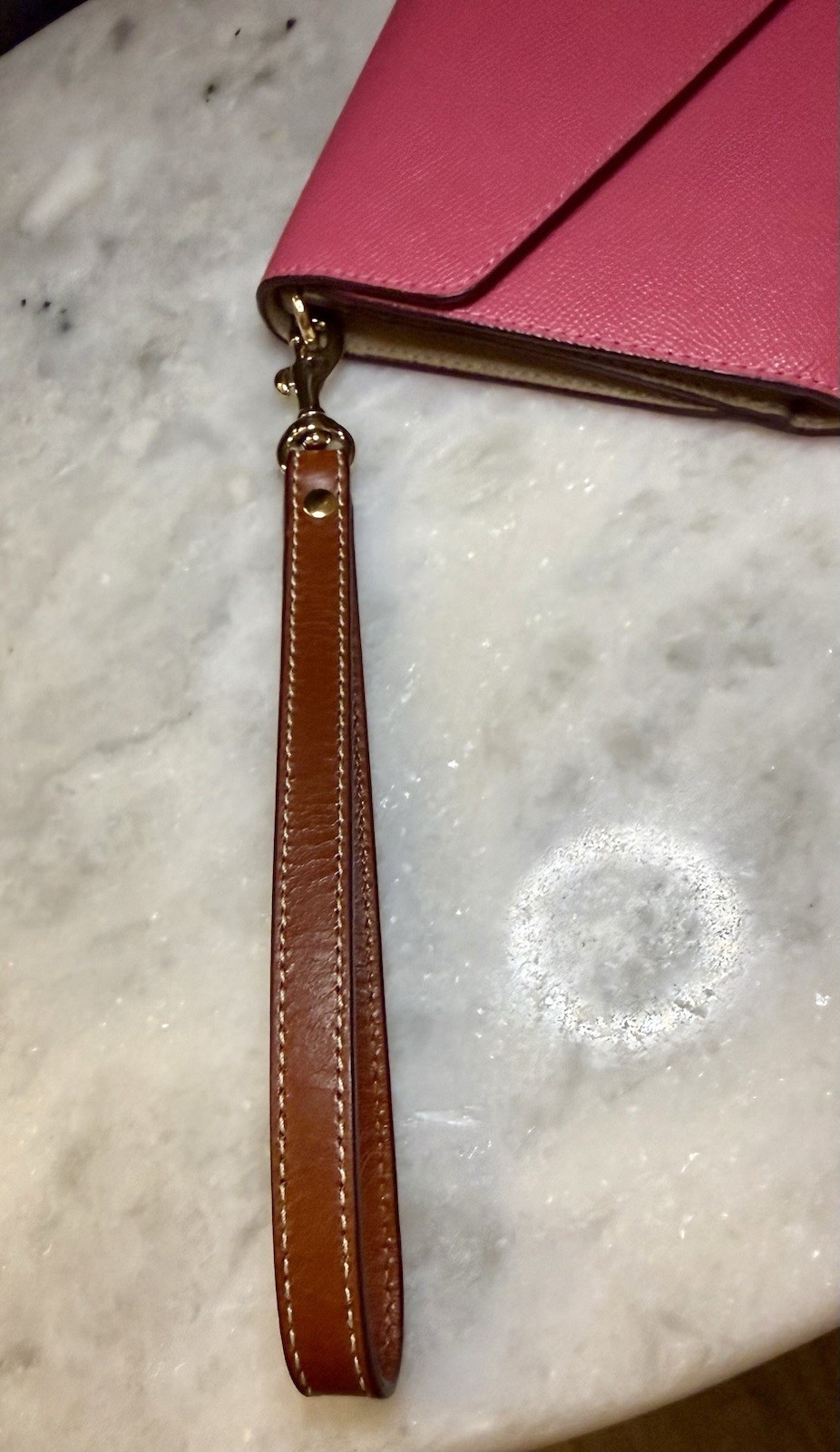 COACH Pink Crossgrain Leather Travel Envelope Wallet Wristlet Clutch