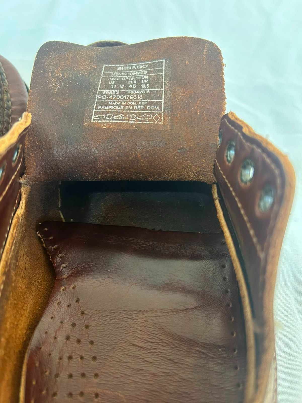 Sebago Genuine Handsewn Mens Brown Leather Moc Toe Oxford Size US 11W EUR 45
