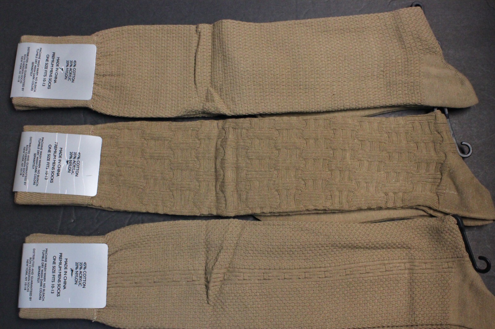 3 pair 10-13 Knee high Socks Men’s Over the Calf Cotton Blend Socks Taupe 6-12