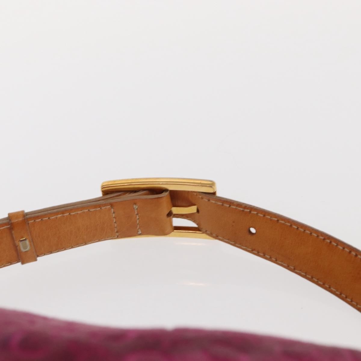 CELINE C Macadam Canvas Shoulder Bag Suede Pink Gold Auth BA9043